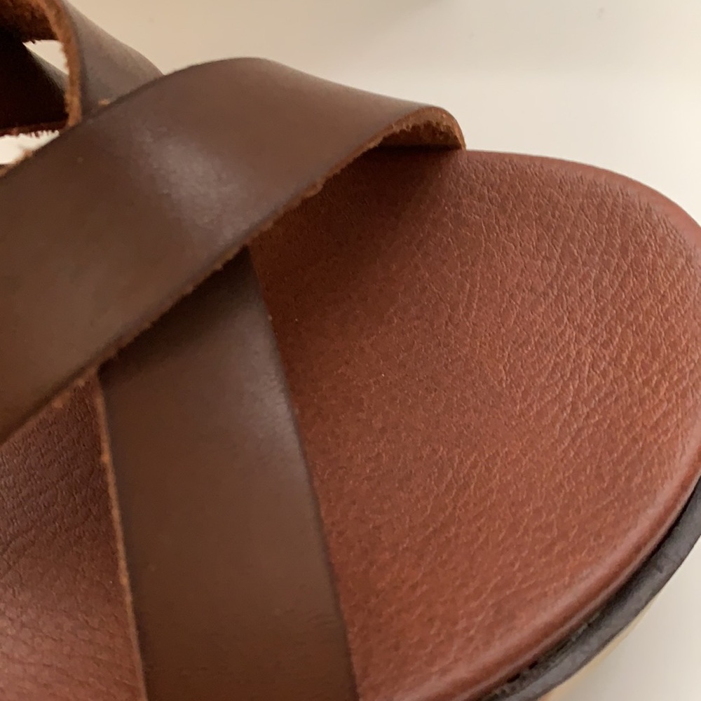 Mia girl Crisscross strap Wedge Sandals Brown 7.5,8,8.5,9.5 - Picture 11 of 12